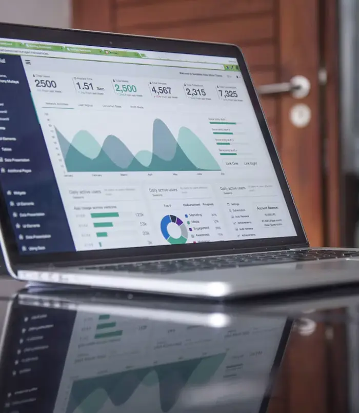 Financial dashboard on a laptop