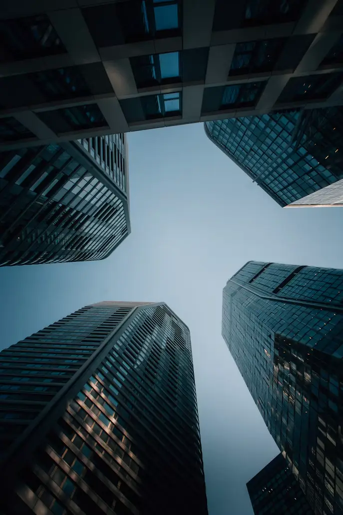 Office towers seen from below